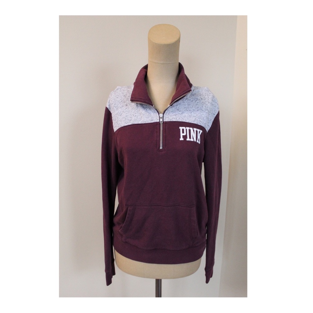 Maroon Victoria Secret Pink Half-Zip Jacket